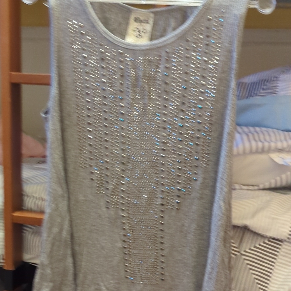 Vocal Gray Sequin Tank Top